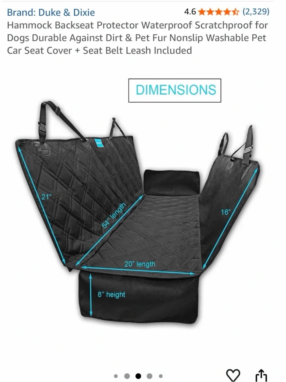 Duke & Dixie USED Black Waterproof Hammock Backseat Car Cover